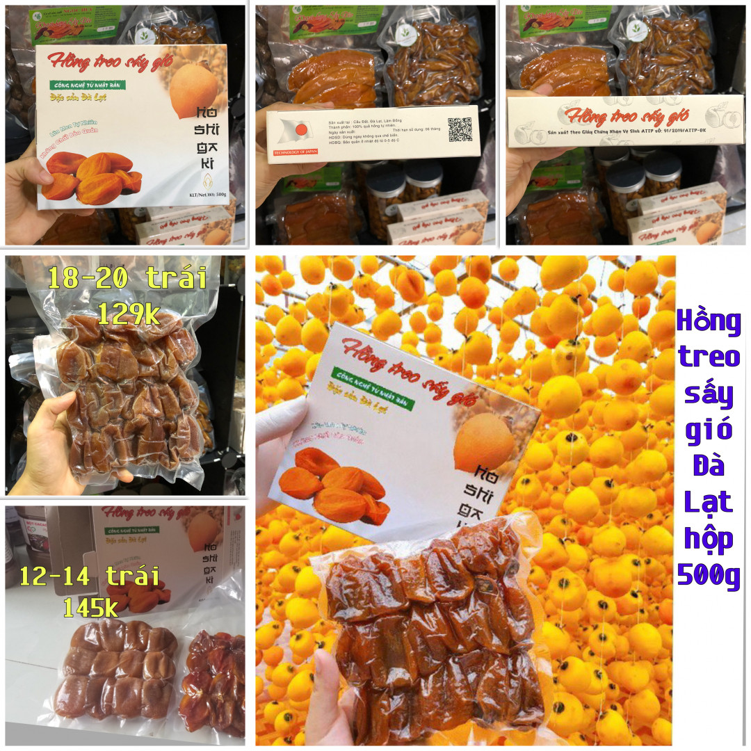 Hộp  500g Hồng Treo Sấy Gió Đà Lạt Loại Đặc Biệt